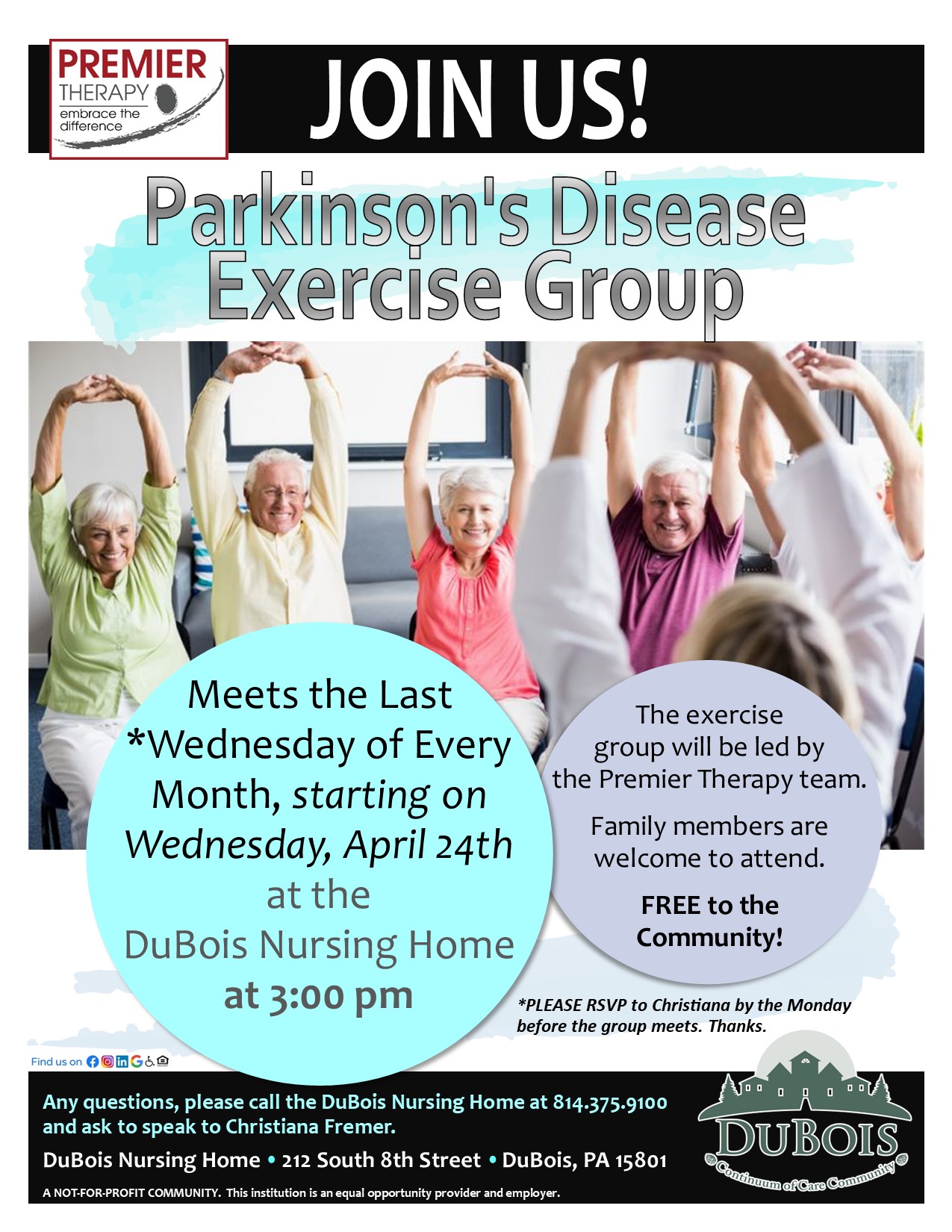 2024 Parkinsons Disease Exercise Group Flyer USE 1
